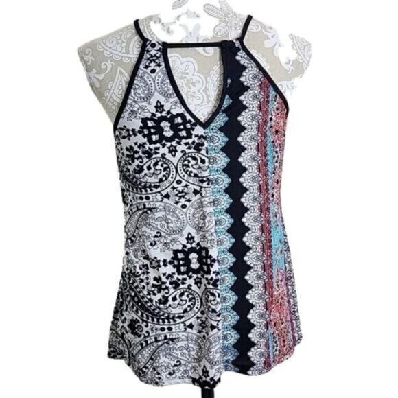 In Bloom Halter Top Boho Multicolored Paisley Women's Small - Picture 3 of 5